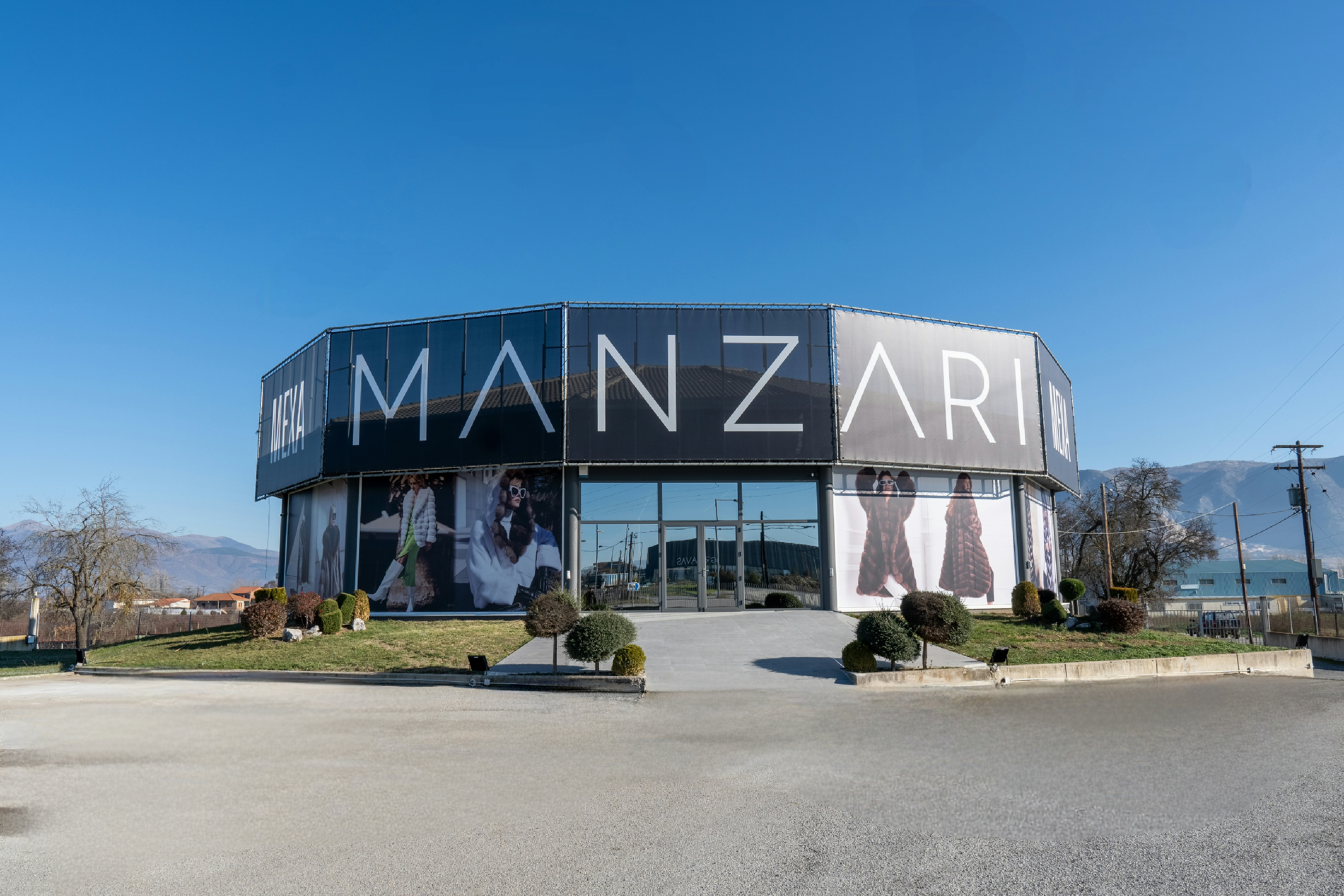 MANZARI Flagship Showroom in Kastoria Greece - Luxury fur fashion boutique exterior